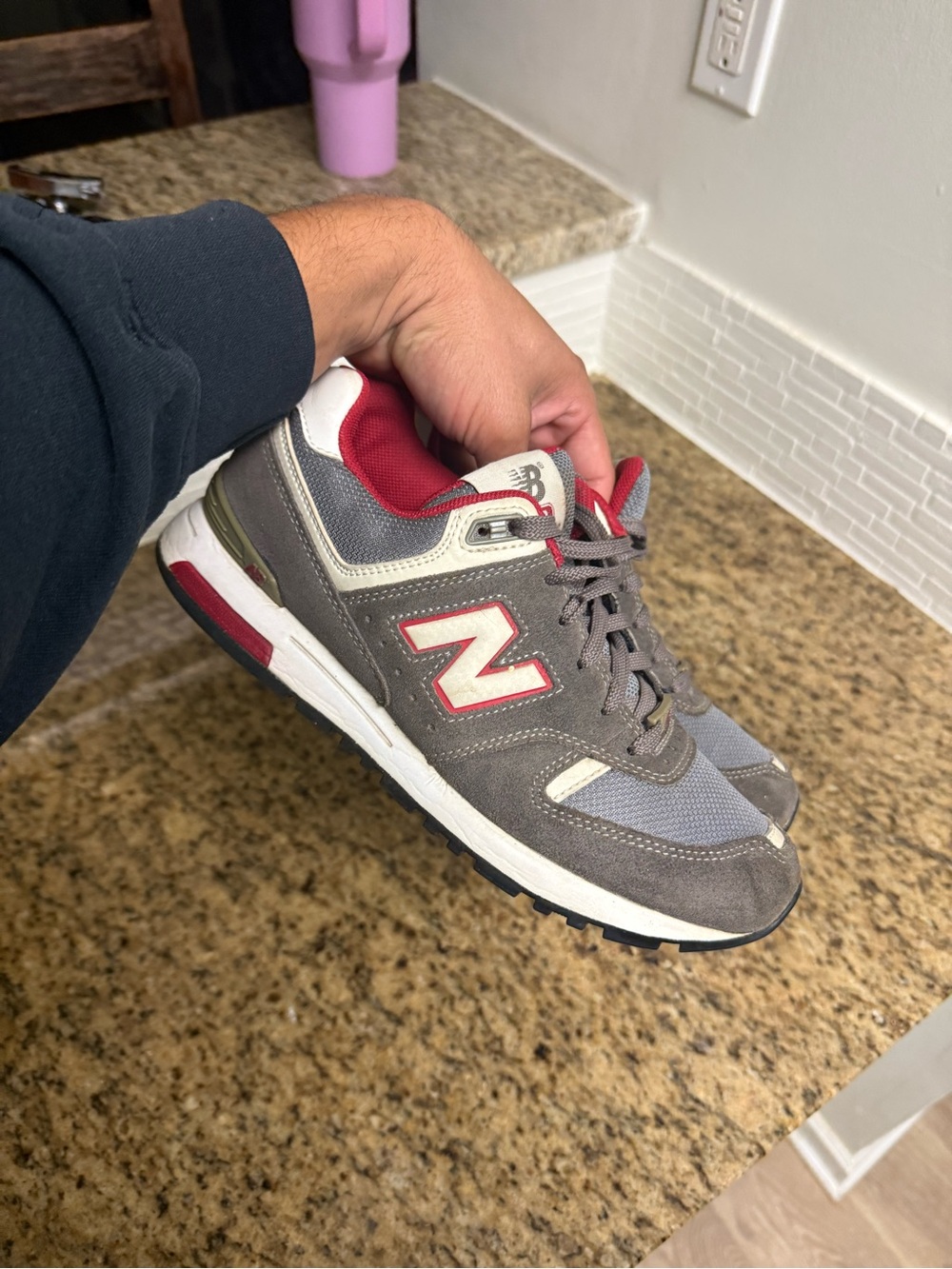 NEW BALANCE 578 SNEAKERS GREY RED WHITE W578GRS WOMEN SIZE 8.5 USED